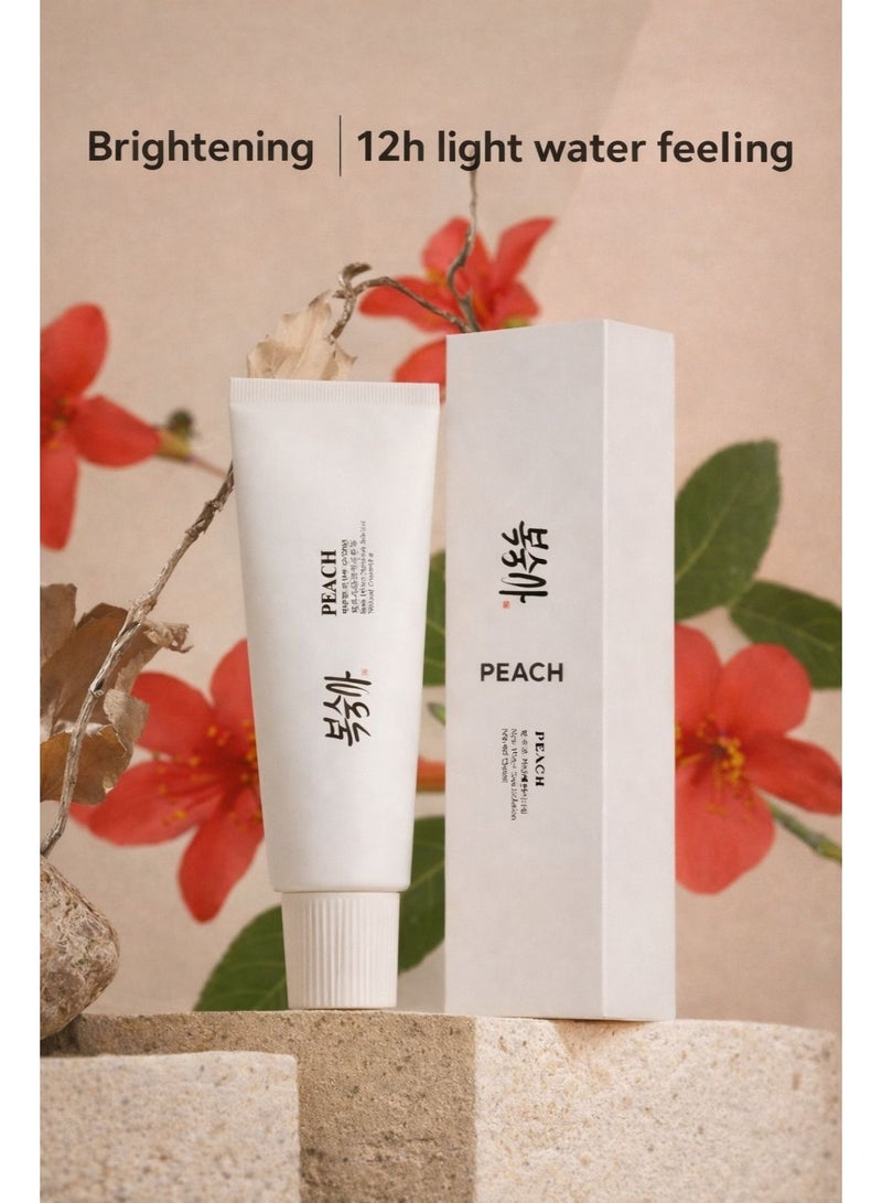 Peach Rice Hydrating No-Makeup Foundation Tone-Up Cream with Niacinamide & Hyaluronic Acid – Lightweight Brightening Face Makeup Base, Natural Nude Finish, Non-Cakey, Long-Lasting, Oil-Free - Image 3